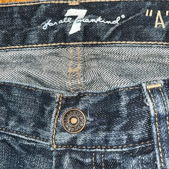 7 For All Mankind A Pocket Bootcut Blue Straight Jeans Size 34 - Picture 9 of 12